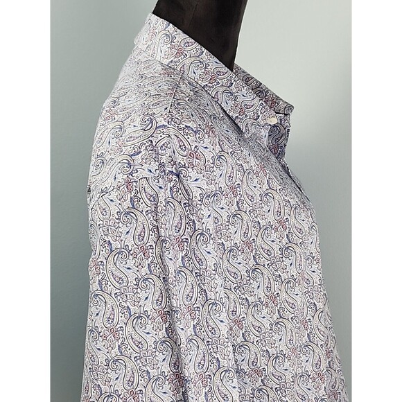 Bugatchi Shaped Fit Long Sleeve Button Down Shirt Comfort Stretch XXL Paisley - Picture 6 of 16